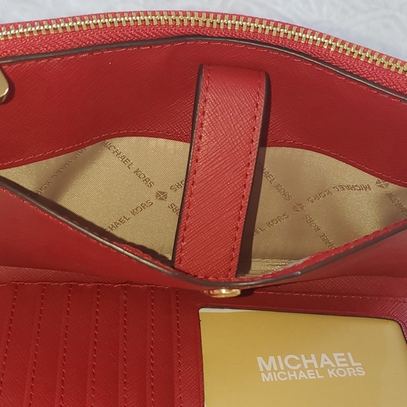 MK Red Heart Scarlet Double Zip Wallet Leather W. - Picture 7 of 12